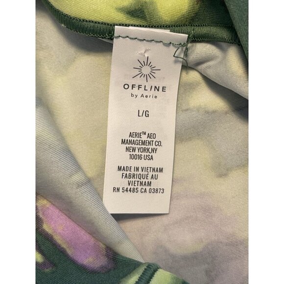 New Offline By AERIE L Green Floral Real Me Hi-Rise 7/8 Legging cross waist NWOT - Picture 5 of 5